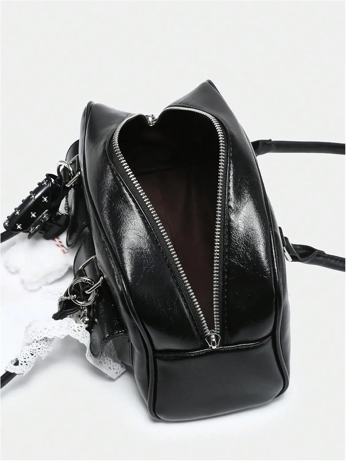 GORGLITTER Women's Y2k Coquette Purse Bow Kawaii Shoulder Bag Ita Bag Faux Leather Tote Bag
