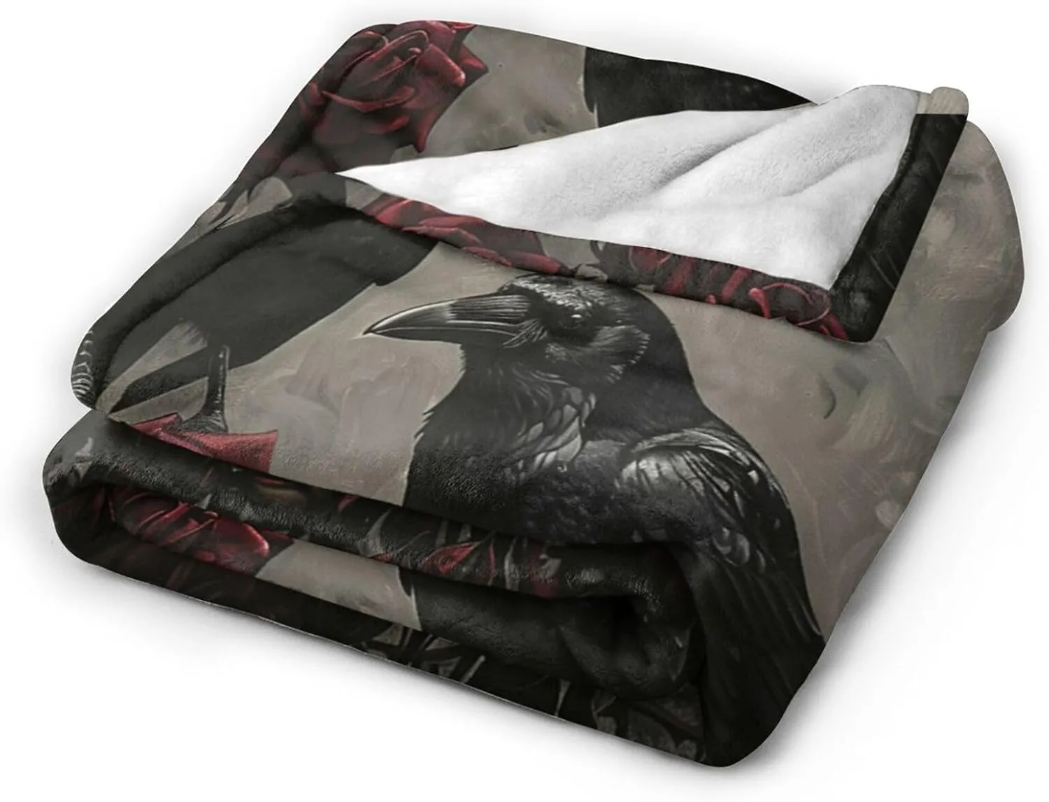 Gothic Crow Blanket Rustic Raven Fleece Throw Blanket Fuzzy Plush Super Soft Warm Halloween Crow Decor Blanket Gifts for Boys Girls Kids Adult Men Women 40"x50"
