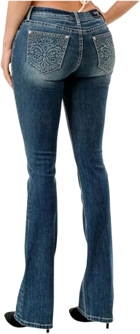 Grace in LA Easy Fit Boot Cut Denim Jeans Blue EB61909