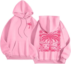 Graphic Graphic Hoodies for Women Pullover Meet Me at The Ocean Beach Oversized Sweatshirts Girls Preppy Cute Hoodie