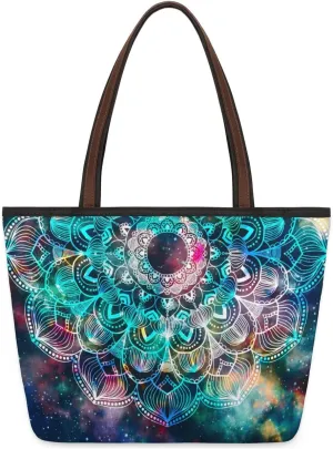 Green Mandala Tote Bag for Women Womens Handbags Tote Bags for Travel Beach Gym