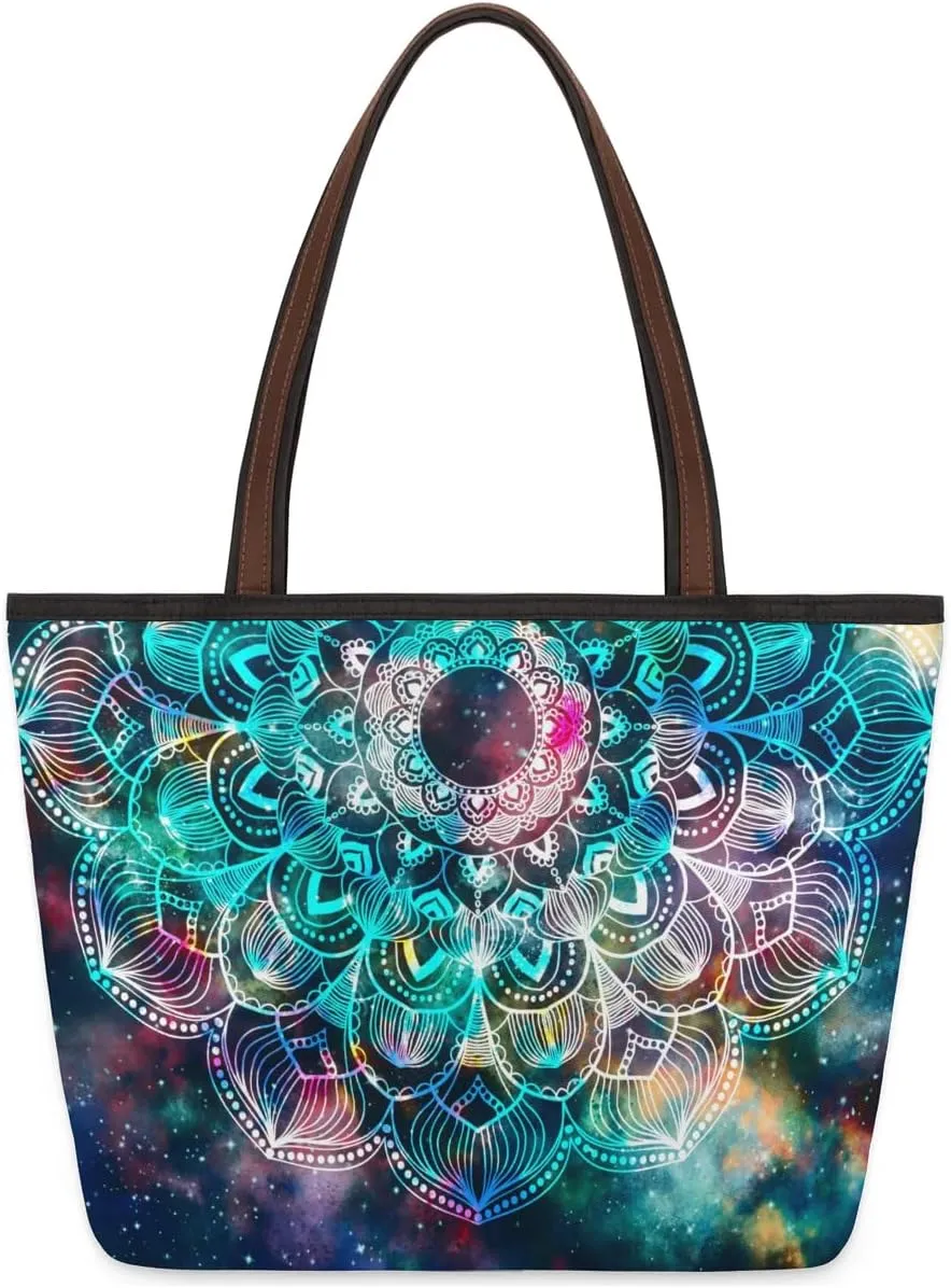 Green Mandala Tote Bag for Women Womens Handbags Tote Bags for Travel Beach Gym