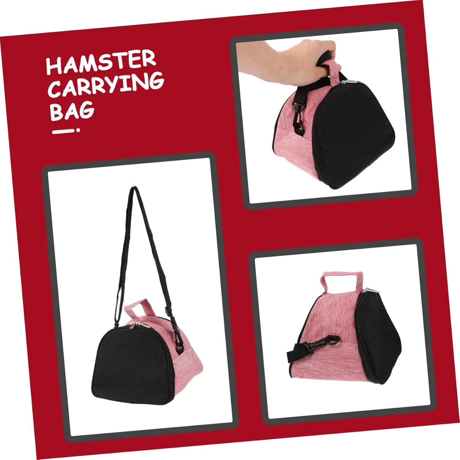 Guinea Pig Rat Travel Carrier Mesh Breathable Cage Hamster Pouch Adjustable Shoulder Bag Oxford Fabric