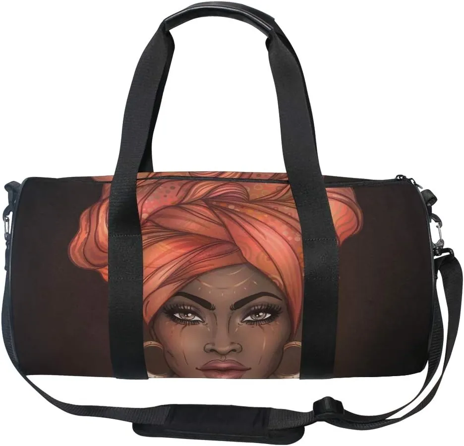 Gym Sports Dance Travel Duffel Bag African American Woman Luggage Bag for Weekender Sports Vacation