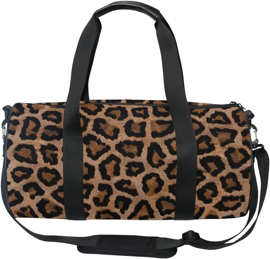 Gym Sports Dance Travel Duffel Bag Leopard Print Luggage Bag for Weekender Sports Vacation