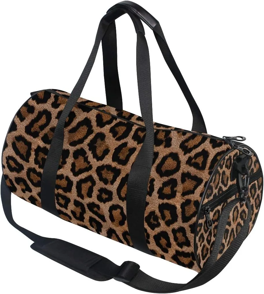 Gym Sports Dance Travel Duffel Bag Leopard Print Luggage Bag for Weekender Sports Vacation
