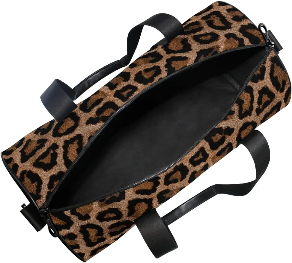 Gym Sports Dance Travel Duffel Bag Leopard Print Luggage Bag for Weekender Sports Vacation