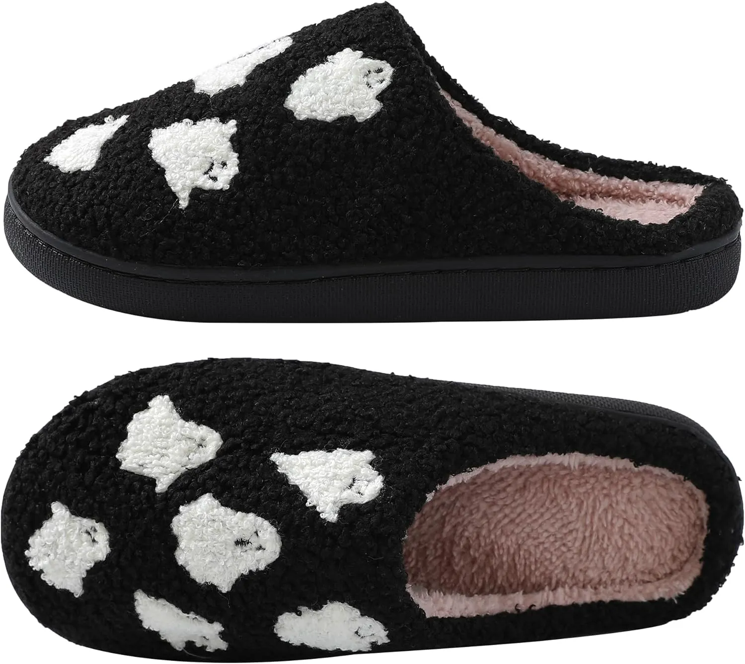Halloween Slippers for Women Men, Soft Plush Fuzzy Winter holiday slippers, Retro Cozy House Slippers, Comfy Bedroom Christmas Slippers Indoor Outdoor Shoes