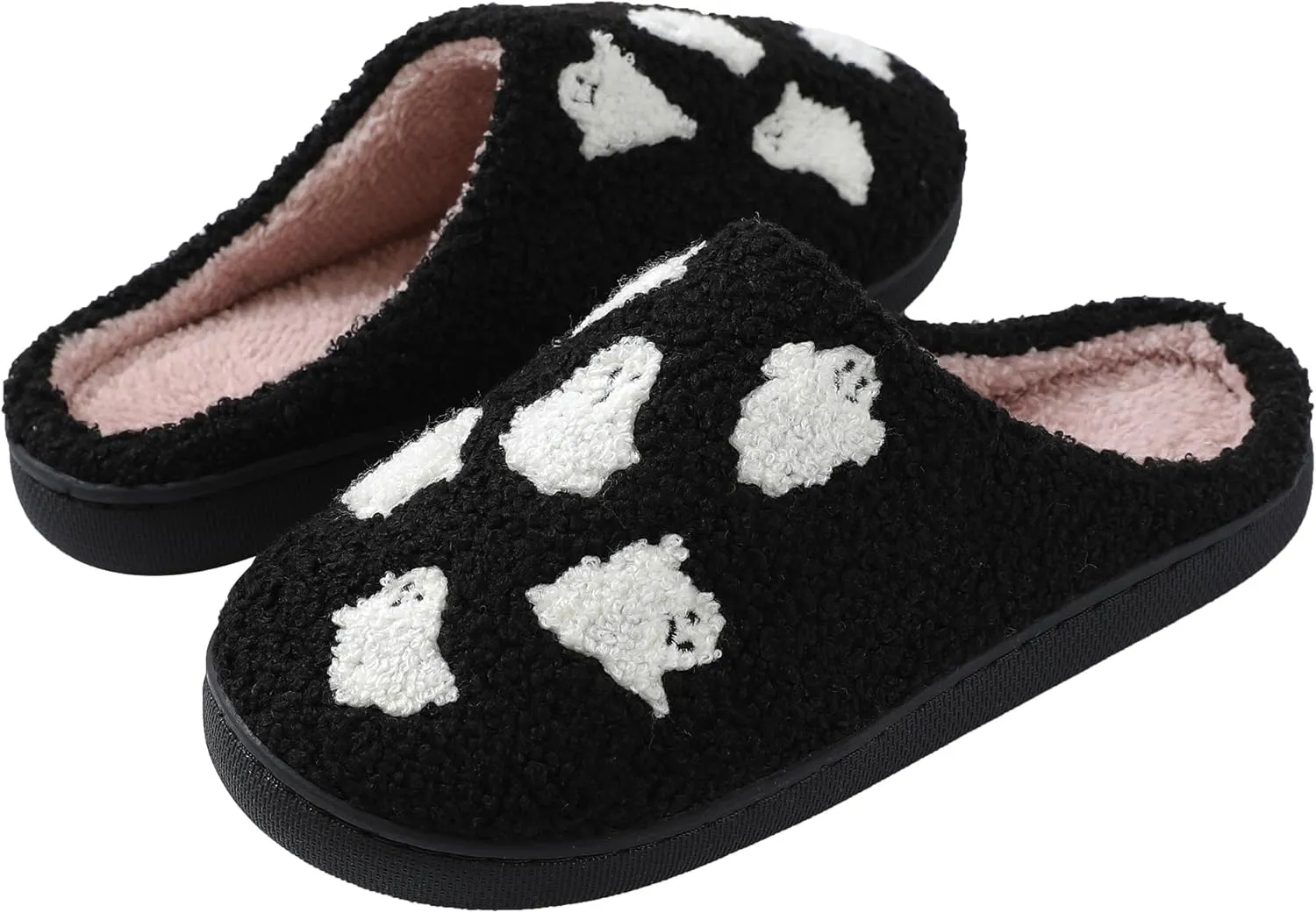 Halloween Slippers for Women Men, Soft Plush Fuzzy Winter holiday slippers, Retro Cozy House Slippers, Comfy Bedroom Christmas Slippers Indoor Outdoor Shoes