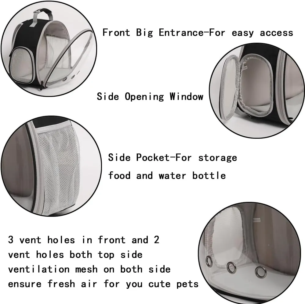 Hamster Backpack Carrier, Bearded Dragon Carrier Backpack with Clear Bubble Window,Small Animal Travel Backpack for Sugar Glider Hedgehog Rat Parrot, Airline Approved (Blue, Backpack)