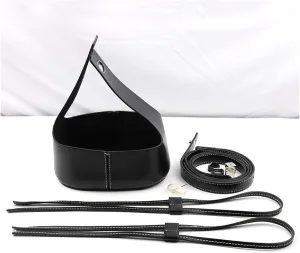 Handmade Handbag Shoulder Strap Hollow Drawstring Woven Bag Set Bucket Bag Leather with Bag Bottom Belt Bag for DIY Backpack(D)