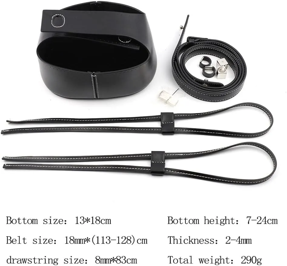 Handmade Handbag Shoulder Strap Hollow Drawstring Woven Bag Set Bucket Bag Leather with Bag Bottom Belt Bag for DIY Backpack(D)