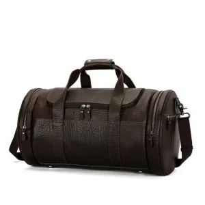 Handmade Vintage Business Zipper Genuine Leather Men's Outdoor Duffel Bag