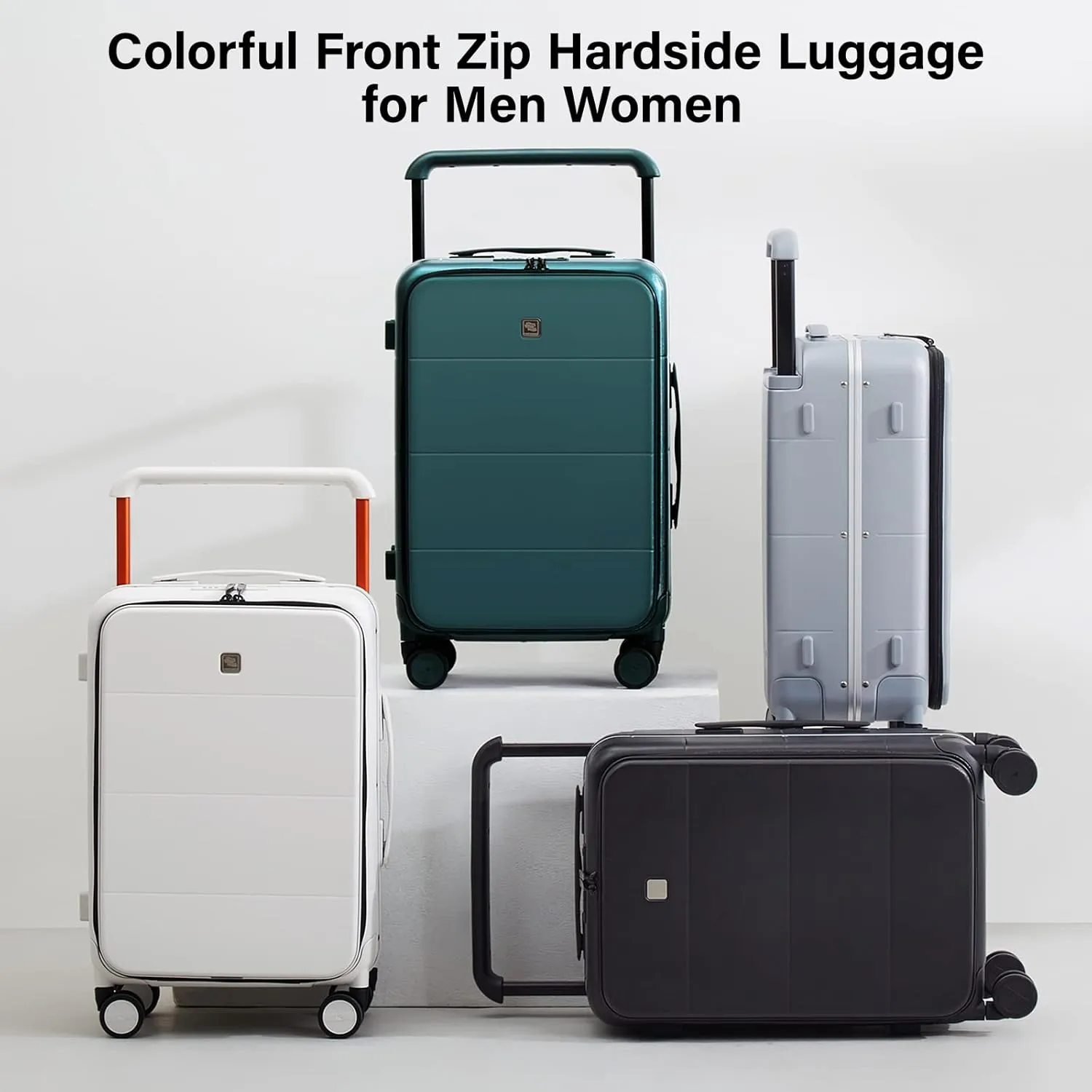 Hanke Luggage Hard Shell Suitcases 24 Inch Checked-Medium Luggage with Spinner Wheels TSA Approved Luggage Travel Suitcases Wide Handle for Men Women(Grey)