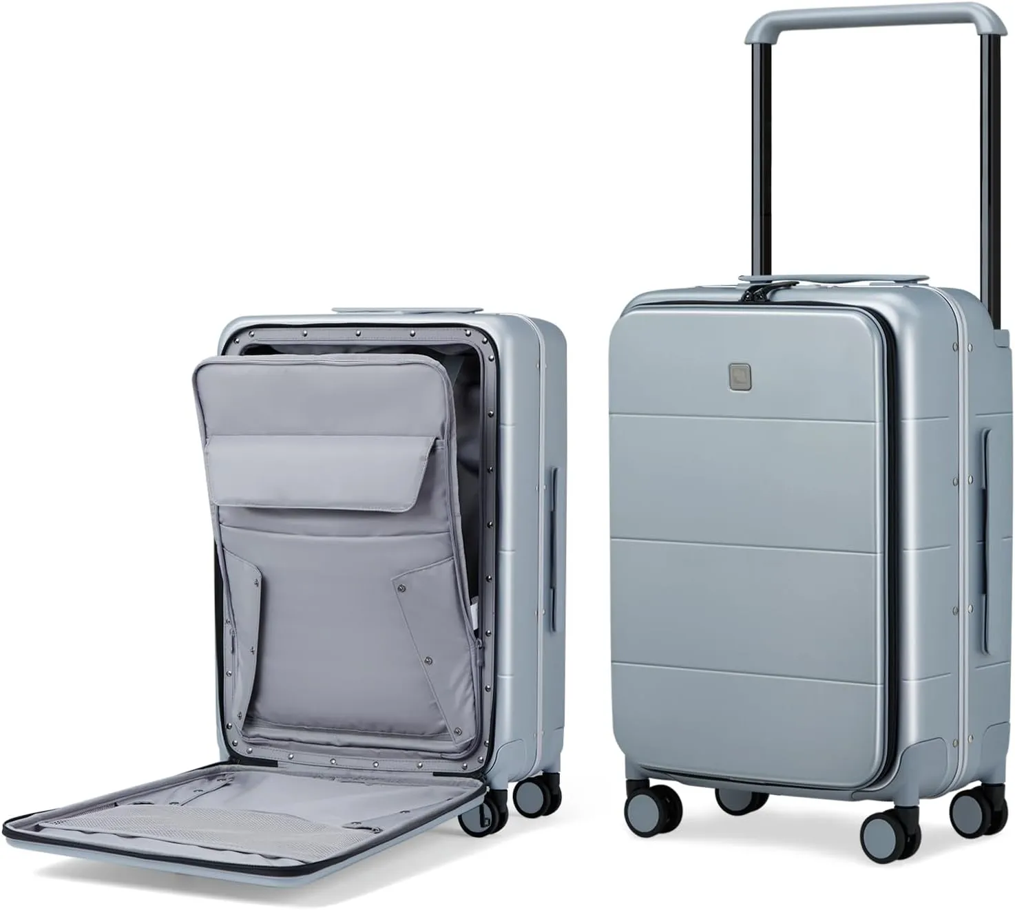 Hanke Luggage Hard Shell Suitcases 24 Inch Checked-Medium Luggage with Spinner Wheels TSA Approved Luggage Travel Suitcases Wide Handle for Men Women(Grey)
