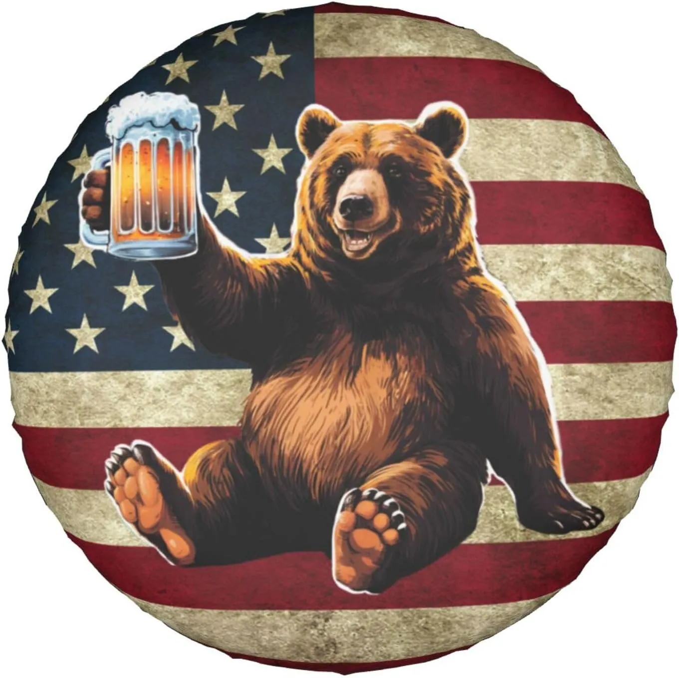 Happy Camper Bear Spare Tire Cover Wheel Protectors Waterproof Wheel Covers Universal Fit for RV SUV Truck Camper Travel Trailer Accessories 15 inch