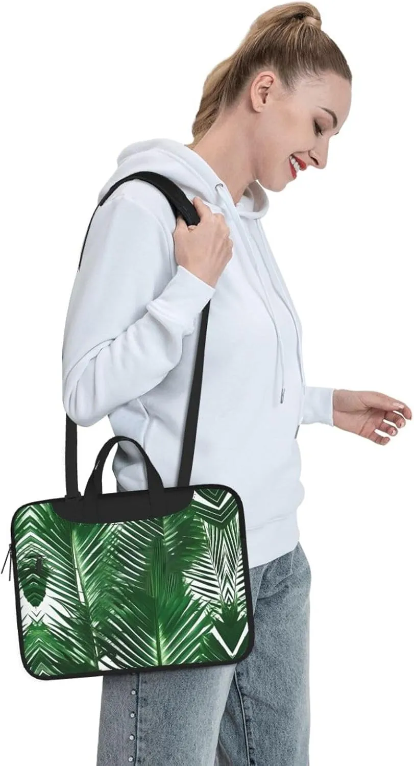 Happy Camper Green Print Notebook Computer Protective Carrying Cover With Pocket,13 Inch Laptop Shoulder Bag