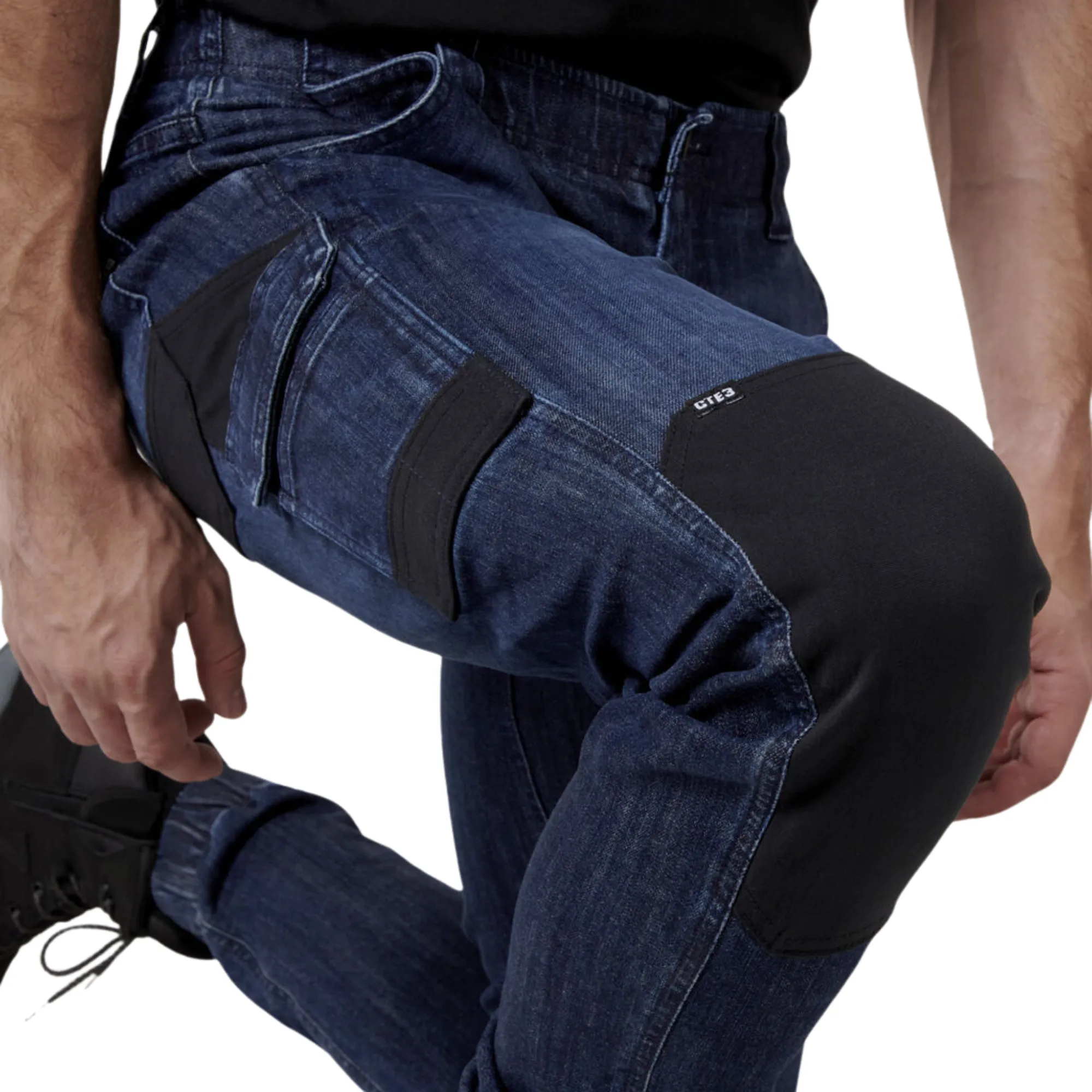 Hard Yakka Men's Raptor Cuffed Denim Jean - Dark Indigo