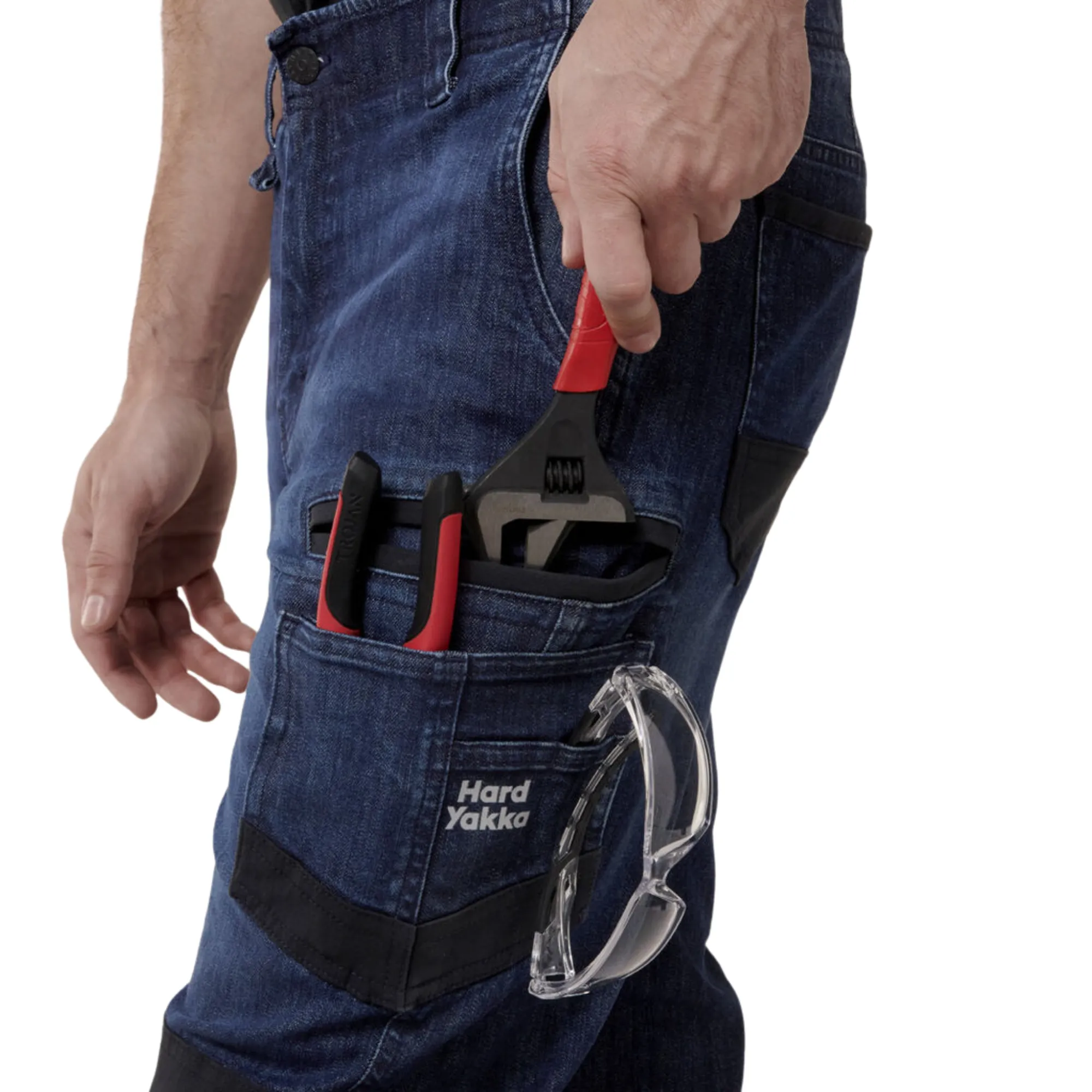 Hard Yakka Men's Raptor Cuffed Denim Jean - Dark Indigo