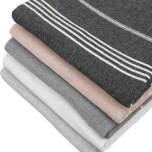 HAVLULAND Set of 5 Turkish Beach Towel Oversized 39x71 Turkish Bath Towels Highly Absorbent Quick Dry Extra Large Sand Free Beach Towels for Beach Pool Spa Gym Yoga Travel Camping Blanket