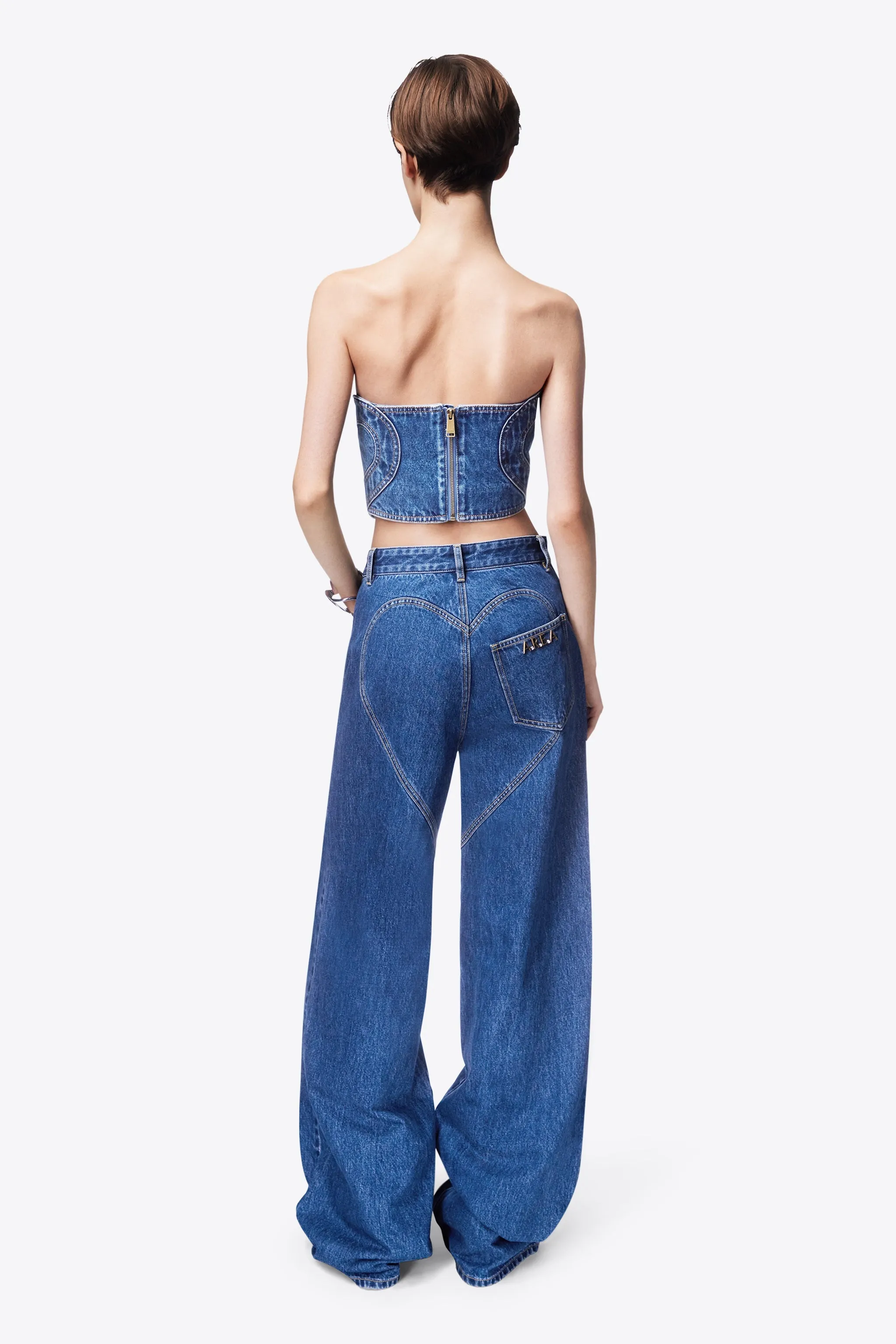 Heart Cutout Wide Leg Jean | Multi Denim Wash