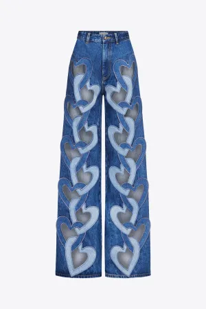 Heart Cutout Wide Leg Jean | Multi Denim Wash
