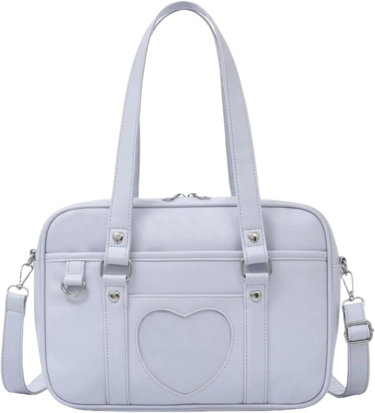 Heart-shaped Single Shoulder Bag Crossbody Bag for Women Pu Leather Academy Handbag Japanese Anime JK Uniform Bag (Blue)