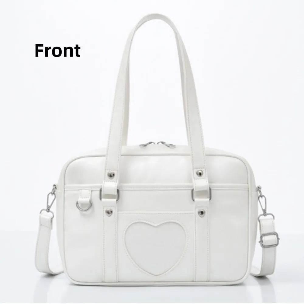 Heart-shaped Single Shoulder Bag Crossbody Bag for Women Pu Leather Academy Handbag Japanese Anime JK Uniform Bag (Blue)