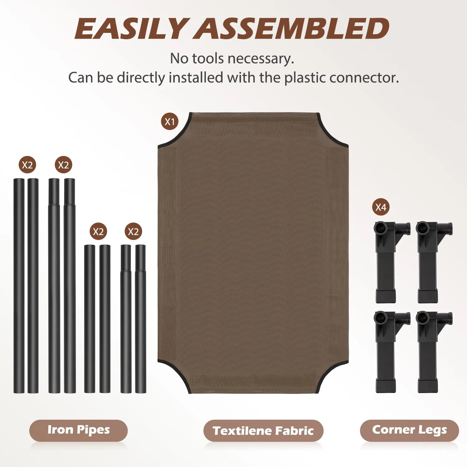 Heeyoo Cooling Elevated Dog Bed, Raised Dog Bed with Washable Breathable Mesh and Metal Frame, Portable Dog Cot Bed with No-Slip Feet for Outdoor and Indoor Use, Brown