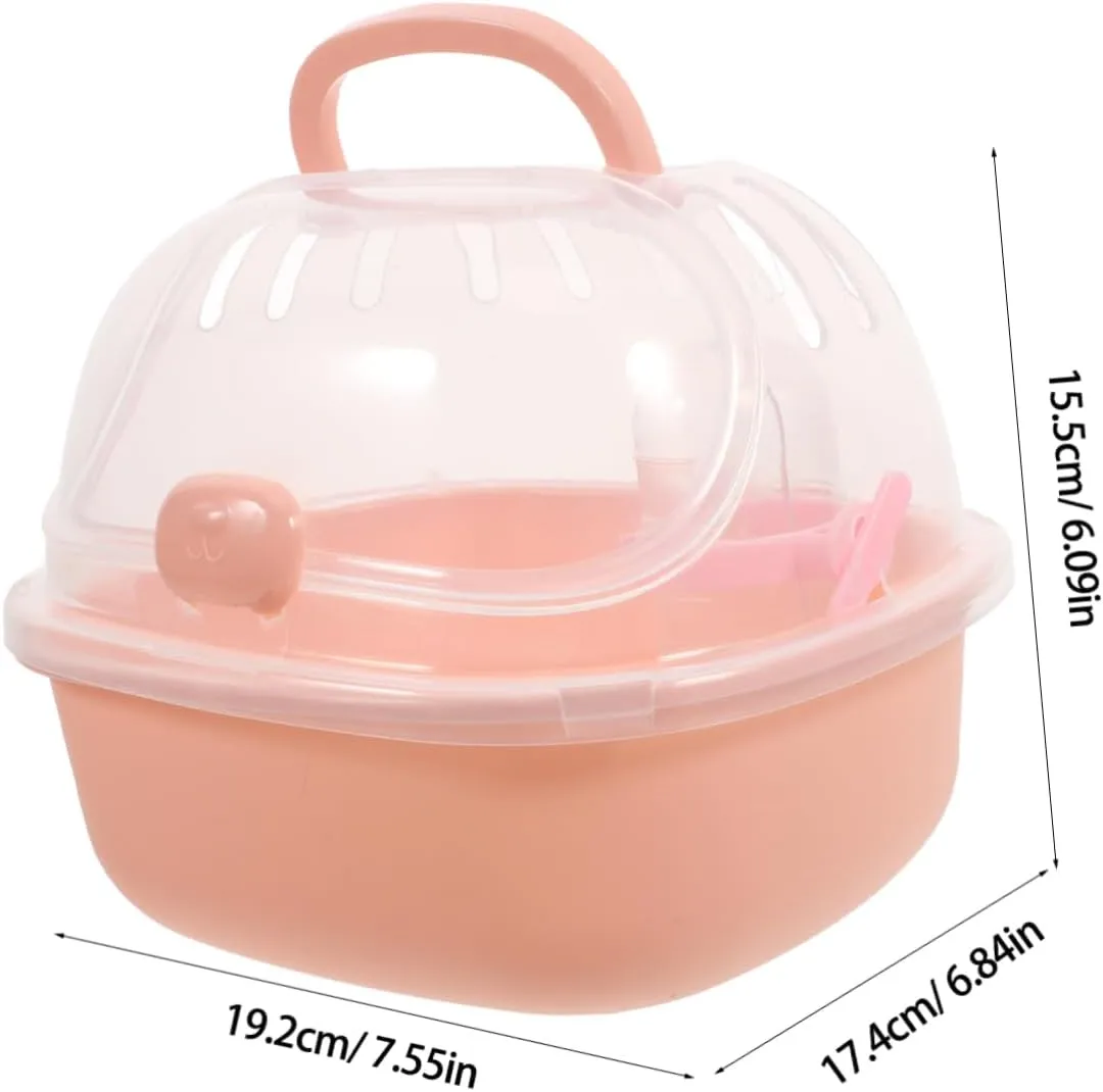 HEMOTON Transparent Hamster Case Portable Outdoor Hamster Cage Convenient Carrying Case for Small Animals for Travel Hiking and Outings Lightweight Design with Water Bottle Feature
