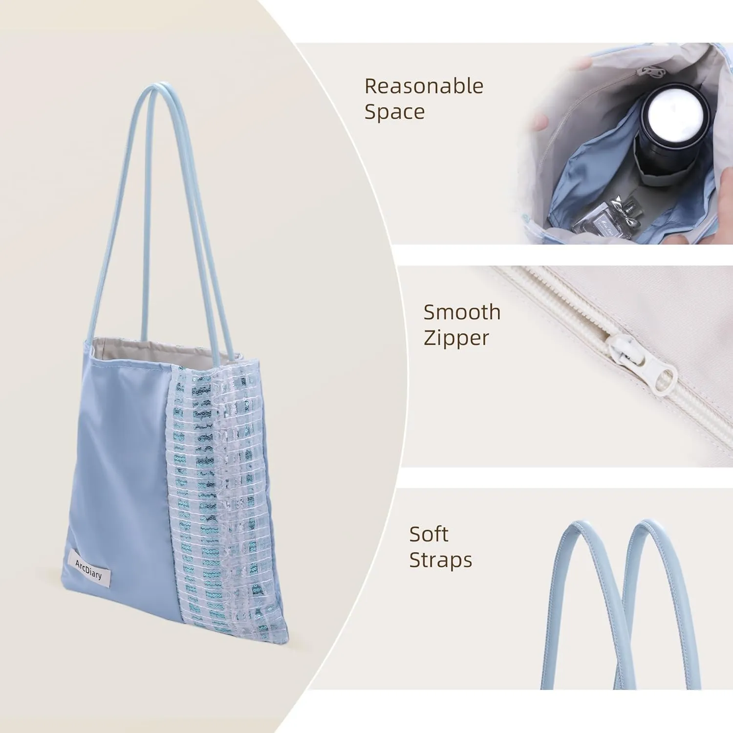 Hobo Bags for Women, Large Capacity Shoulder Tote with Inner Pockets