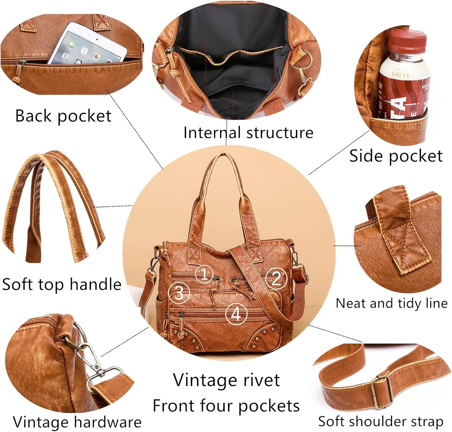 Hobo Handbag and Purses for Women,Top Handle Satchel Purse Tote Shoulder Bags Faux Leather for Ladies