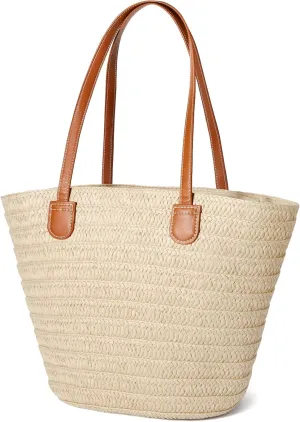 Hommtina Straw Beach Bag - Womens Crossbody Shoulder Vacation Purse for Summer