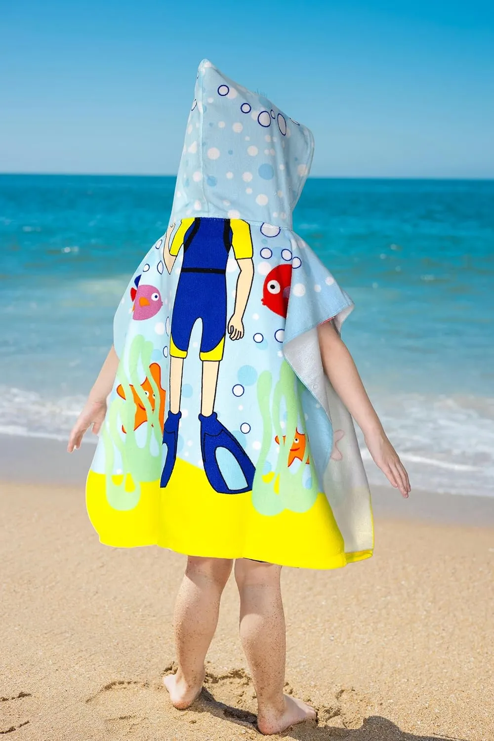 Hooded Kids Beach Towels - Toddler Bath Towel Girls Boys Swim Cover-ups for Ages 1 to 6 Kids Pool Towels Quick Dry Lightweight Soft Microfiber Poncho Towel 24x23(Diver)