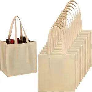 Hoolerry 6 Bottle Non Woven Wine Carrier with Divider Washable Reusable Tote Bag Portable Wine Gift Bag for Travel, Camping, Picnic