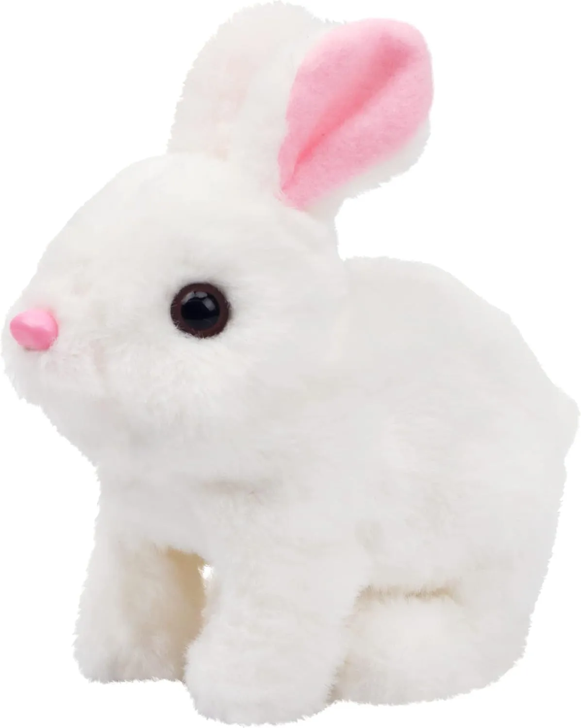 Hopearl Hopping Rabbit Interactive Electronic Pet Plush Bunny Toy with Sounds and Movements Animated Walking Wiggle Ears Twitch Nose Gift for Toddlers Birthday, White, 7''