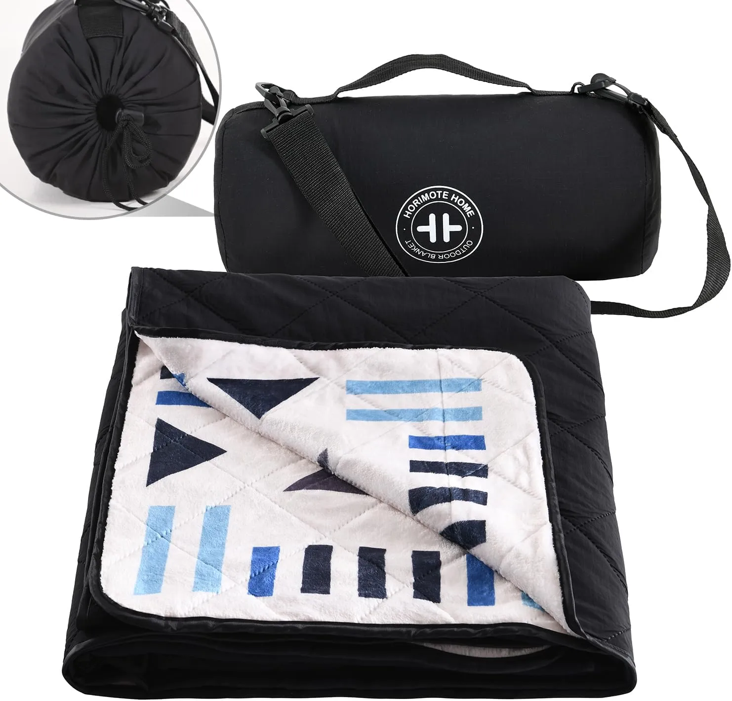 HORIMOTE HOME Outdoor Waterproof Camping Blanket, Extra Thick Flannel Fleece Warm for Cold Weather, Windproof Aztec Blankets Foldable for Stadium Picnic Dog Pet Car (Aztec)