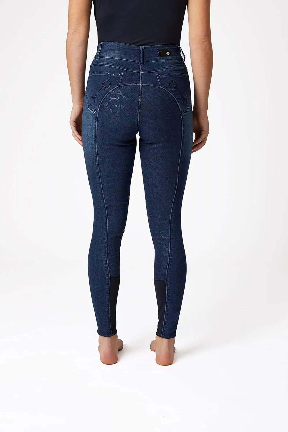 HORZE Kaia Women's Denim Silicone Full Seat Breeches with Crystal Details and 5 Pockets