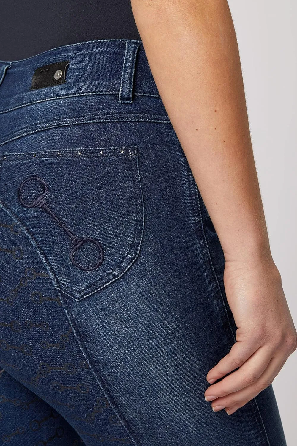 HORZE Kaia Women's Denim Silicone Full Seat Breeches with Crystal Details and 5 Pockets