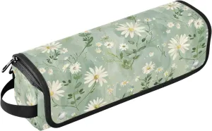 Hot Hair Tools Travel Bag and Heat Resistant Mat Waterproof Portable Open Flat Travel Bag for Straigheners, Curling Iron, Hair Dryer, Fresh Little Daisy Pastoral Style