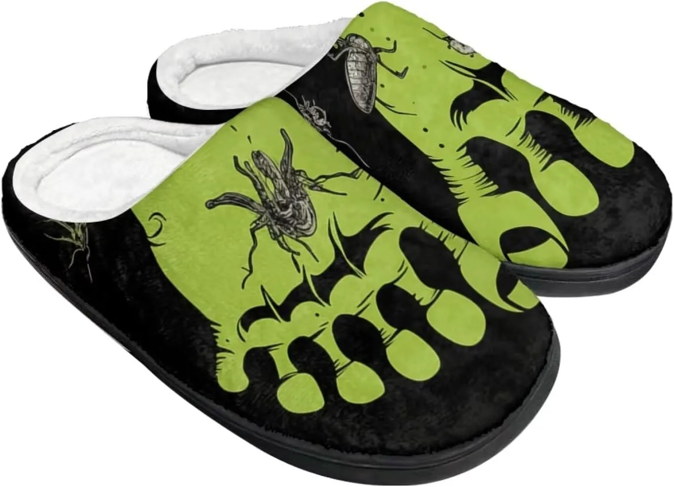 Howilath Cute Cartoon Pattern Unisex Flannel Slippers, Warm Breathable Cotton Shoes with Anti-skid Sole