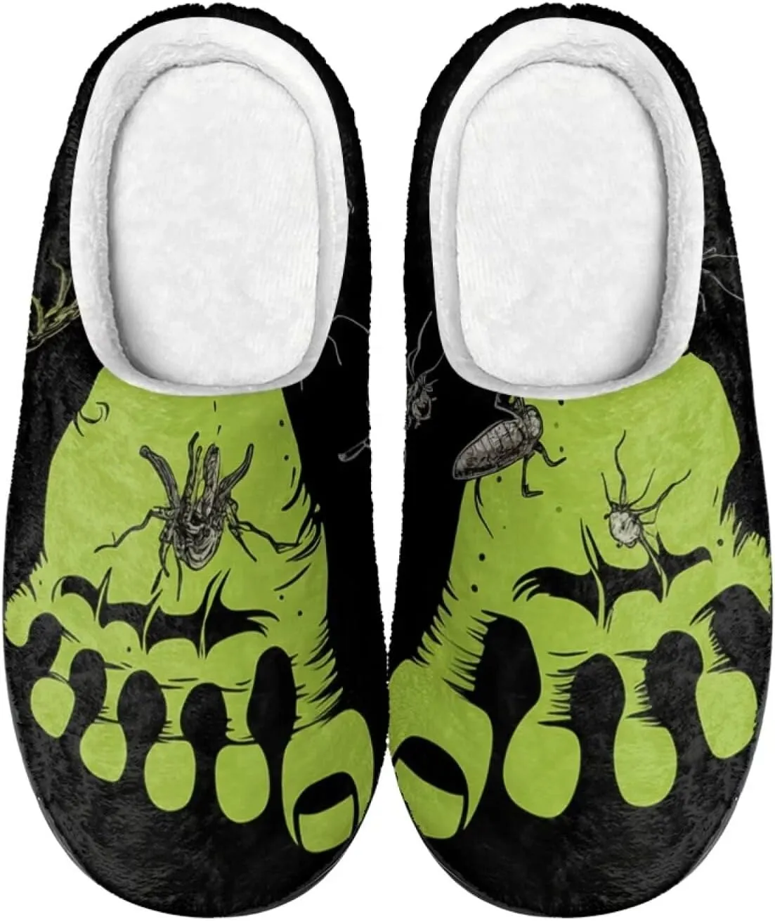 Howilath Cute Cartoon Pattern Unisex Flannel Slippers, Warm Breathable Cotton Shoes with Anti-skid Sole