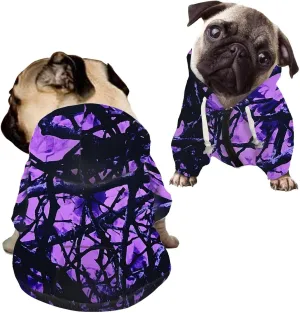 Howilath Forest Hunting Wood Print Dog Hooded Sweatshirt Pet Clothing Winter Coat with Pockets for Small Medium Large Dog