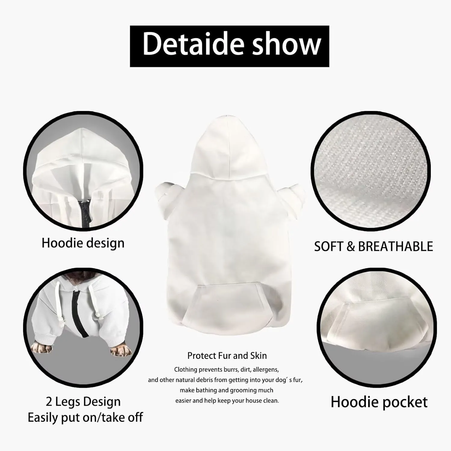 Howilath Forest Hunting Wood Print Dog Hooded Sweatshirt Pet Clothing Winter Coat with Pockets for Small Medium Large Dog