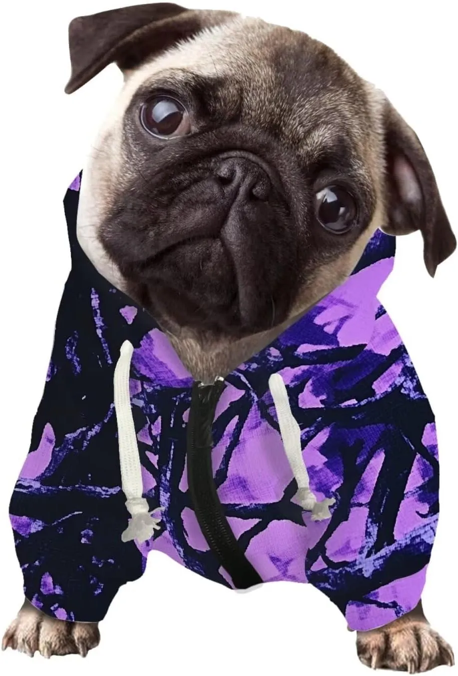 Howilath Forest Hunting Wood Print Dog Hooded Sweatshirt Pet Clothing Winter Coat with Pockets for Small Medium Large Dog