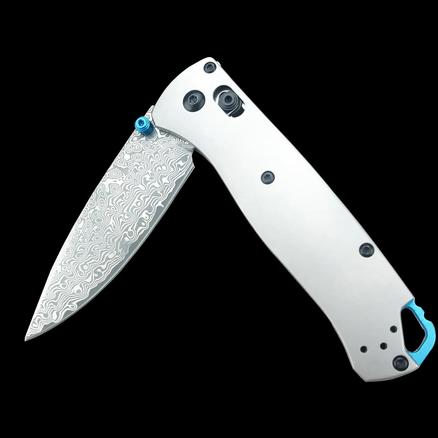 HUAAO Bugout 535 Folding Knife, Axis Lock Knife with Titanium Alloy Handle, EDC Pocket Knife with Pocket Clip, Cool Hunting Knives Gifts for Men EDC (Damascus knife)