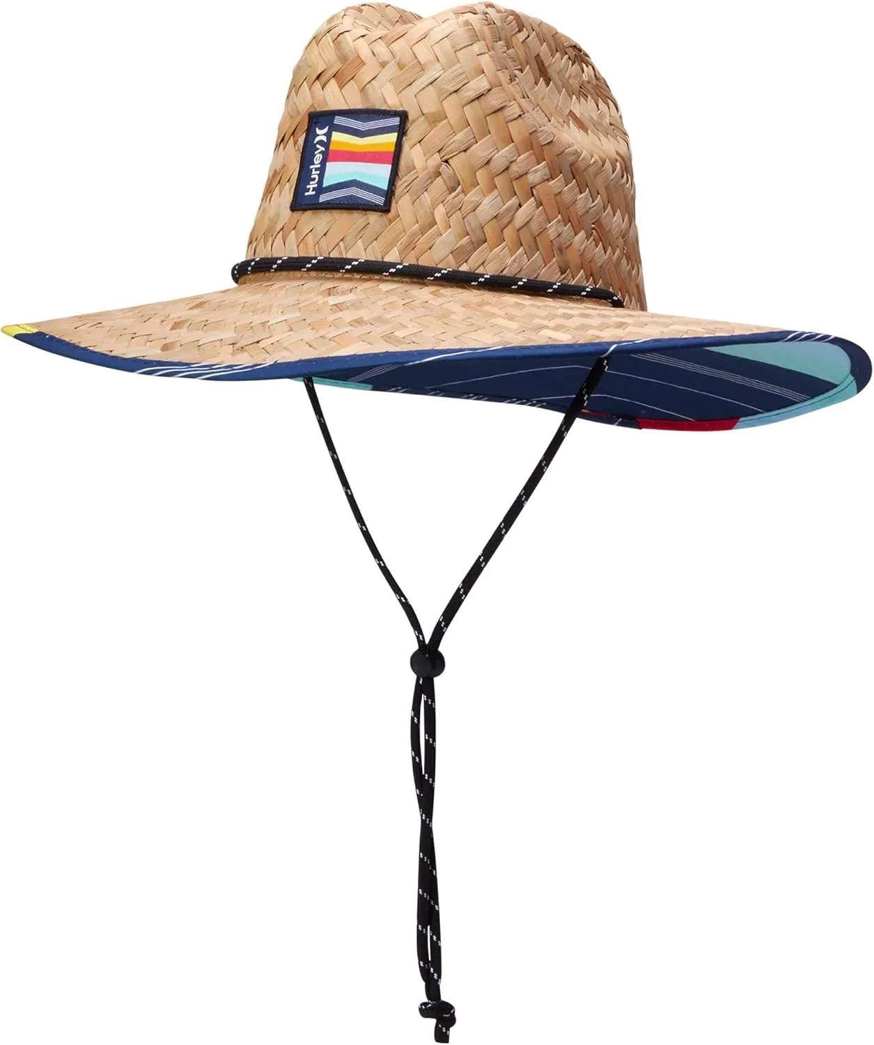 Hurley Men's Straw Hat - Wide Brim Channel Island Lifeguard Hat - Stylish Sun Hats for Men with Chin Strap