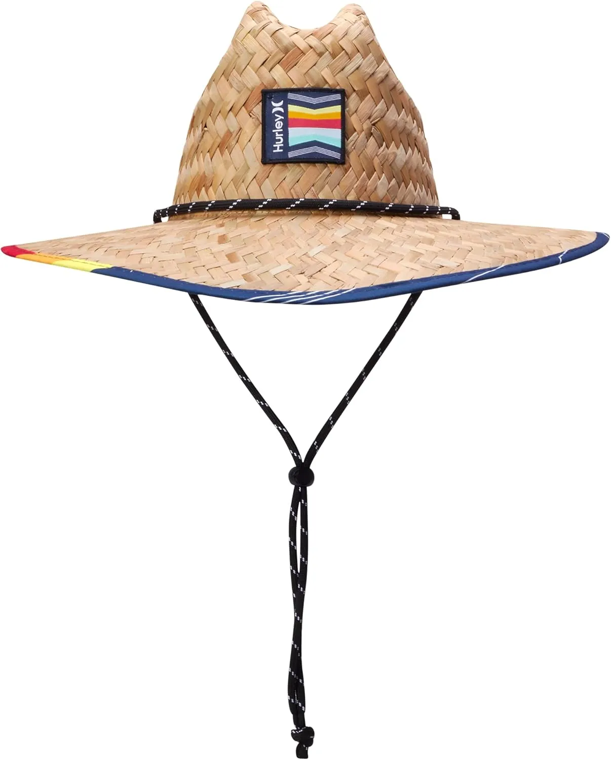 Hurley Men's Straw Hat - Wide Brim Channel Island Lifeguard Hat - Stylish Sun Hats for Men with Chin Strap