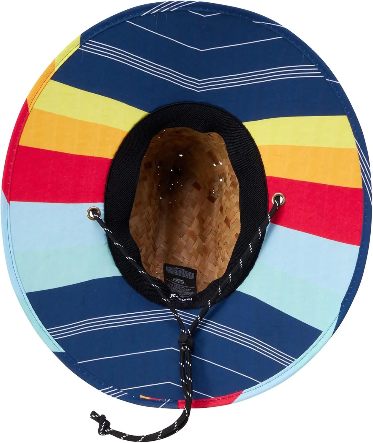 Hurley Men's Straw Hat - Wide Brim Channel Island Lifeguard Hat - Stylish Sun Hats for Men with Chin Strap