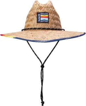 Hurley Men's Straw Hat - Wide Brim Channel Island Lifeguard Hat - Stylish Sun Hats for Men with Chin Strap